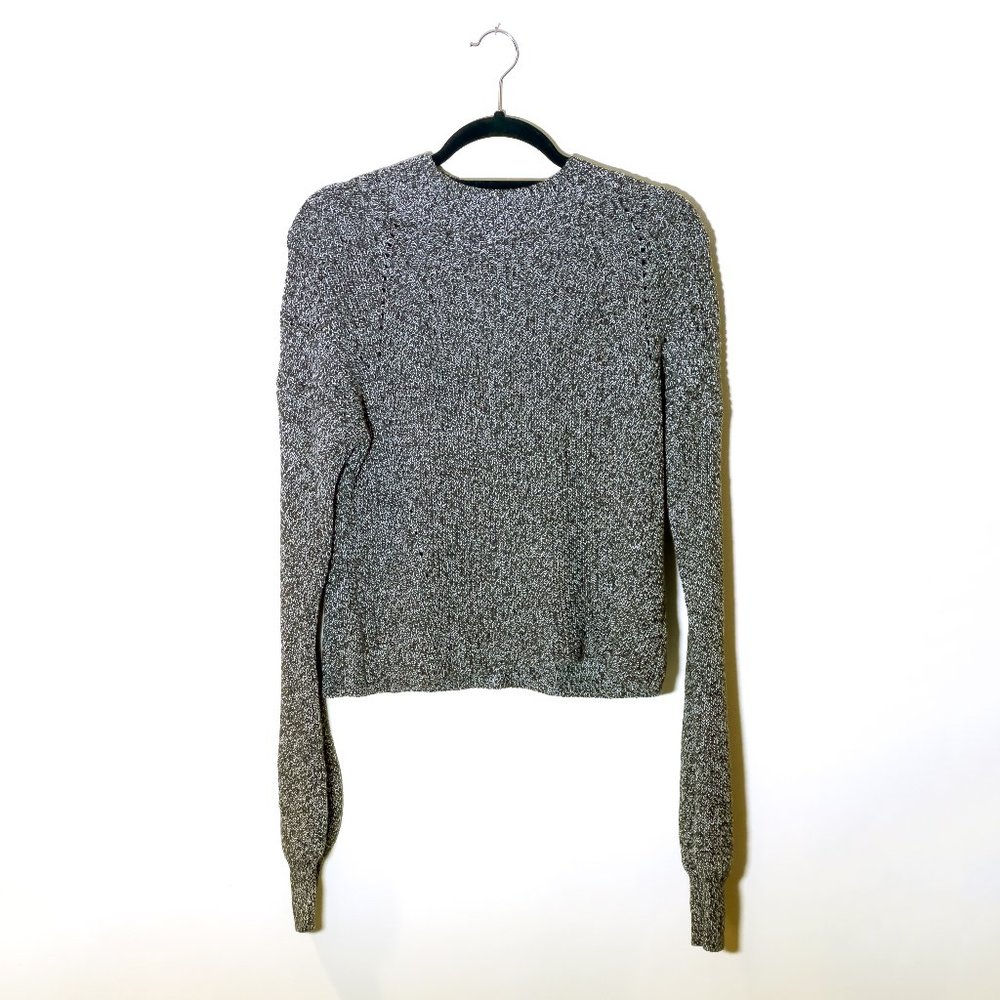 NWT 525 America Cotton Shaker Crop Crew Neck Balloon Slv Charcoal Sweater Small